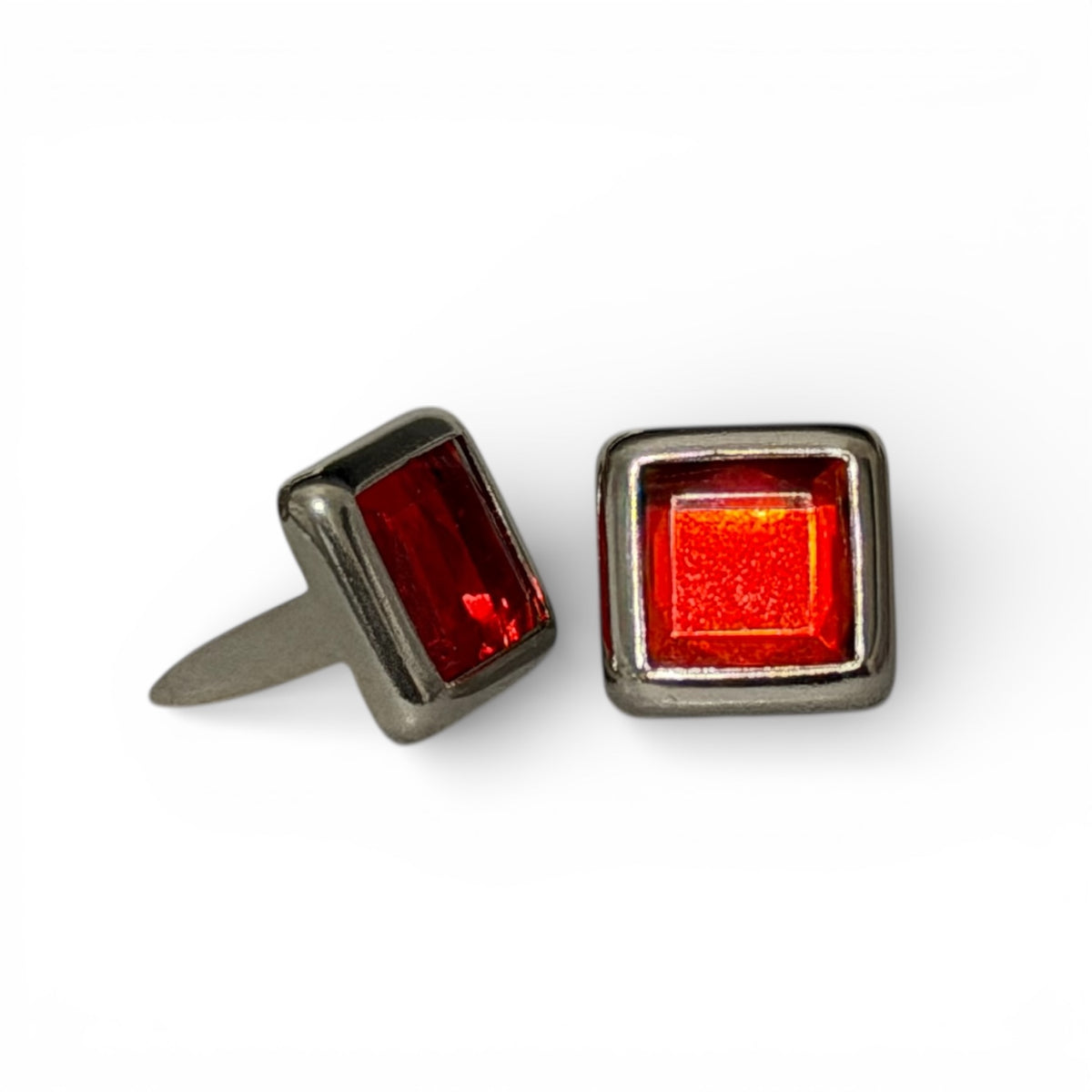 Red Mounted Rhinestone 3/8″ | Square Metal Setting for Leathercraft ...