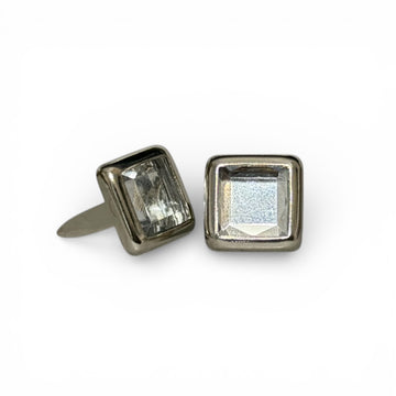 Clear Mounted Rhinestone 3/8″ | Square Metal Setting for Leathercraft ...